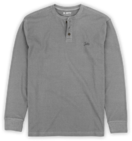 Seabed Waffle Knit Henley in grey with 3-button collar and tonal logo – 100% cotton men's sweater available at The Simple Man