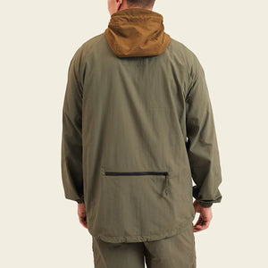 Model Wearing Howler Brothers Seabreacher Jacket in Oregano/teak Color, rear view