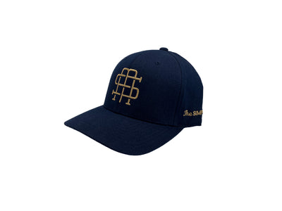 The Simple Man Fitted Monogram logo Hat in navy, side angled view
