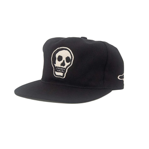 Angled view of The Skull II black snapback showing the crushable unstructured crown