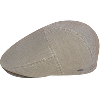 Bailey Slater Flat Cap Taupe – side angle product view of men's contour 5-panel flat cap with 2 inch snap peak in taupe cotton blend
