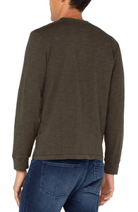 Liverpool Slub Henley shirt in Military Green, Rear View