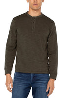 Liverpool Slub Henley shirt in Military Green, Front View