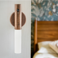 Gingko Smart Baton Light in American walnut mounted on wall