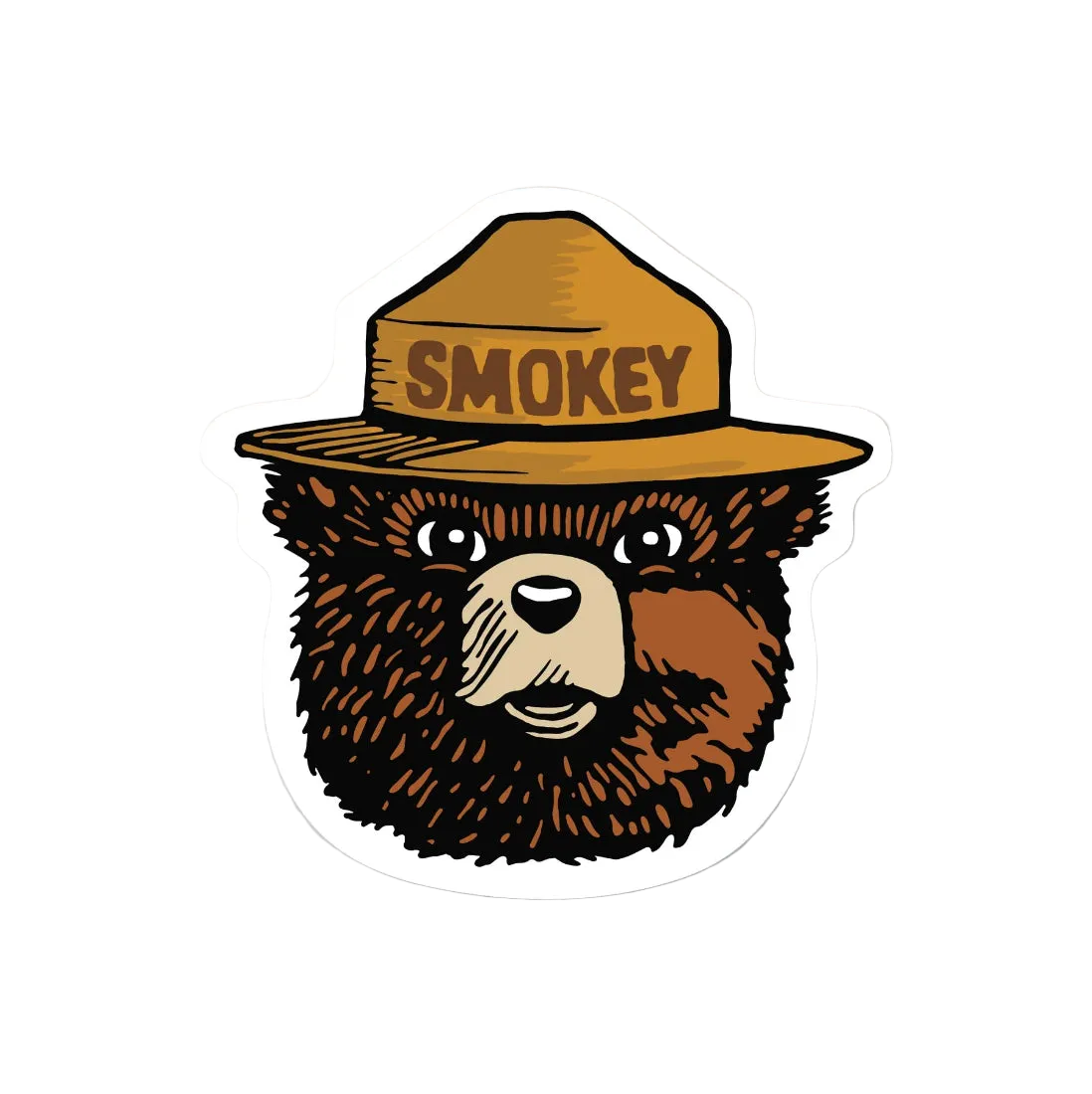 Smokey Bear die-cut vinyl sticker – artist designed outdoor sticker – The Simple Man Store