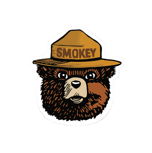 Smokey Bear die-cut vinyl sticker – artist designed outdoor sticker – The Simple Man Store
