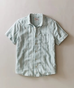 Stretch Selvage Short Sleeve Shirt – Blue Stripe Button-Down