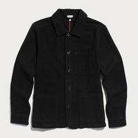 Studio Chore Coat in Washed Black flat lay front view, textured dobby weave with patch pockets - The Simple Man