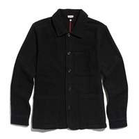 Studio Chore Coat in Washed Black flat lay front view, textured dobby weave with patch pockets - The Simple Man