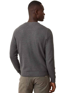 Man wearing Sweater Tee in Charcoal from behind, showing back and sleeve fit - The Simple Man