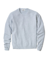 Flat lay of Misty Heather long sleeve sweater tee made from cotton, Merino wool, and nylon blend