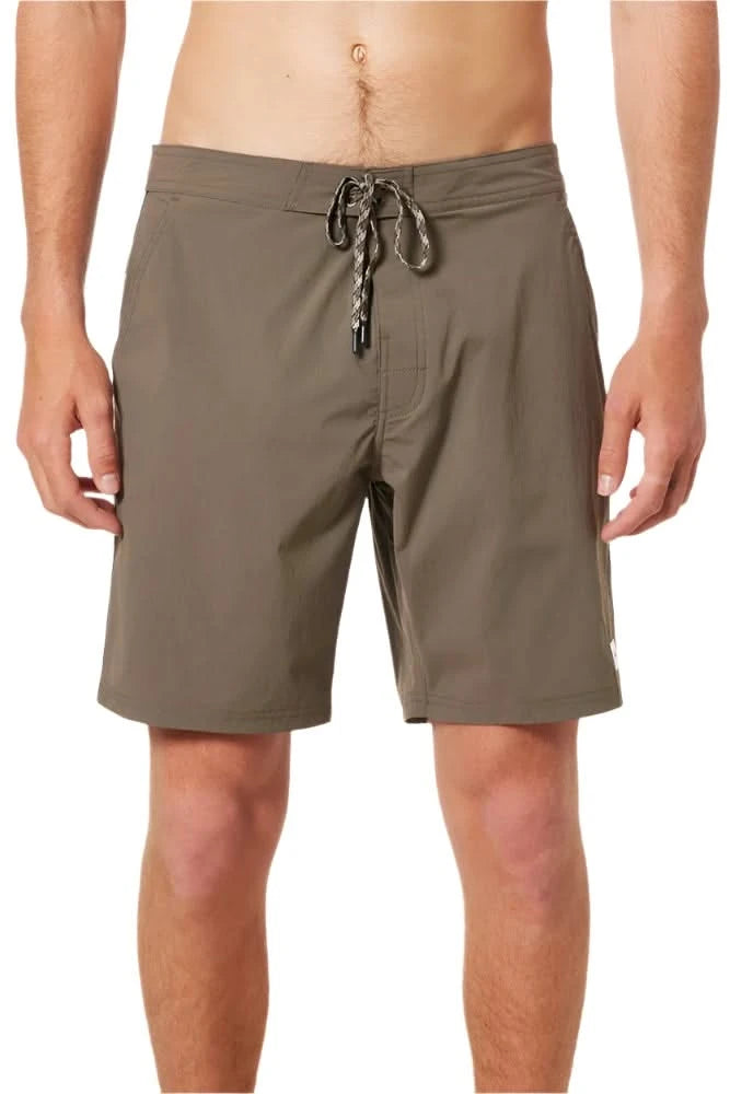 Front view of Theo men's swim trunk with drawstring waist and gusset fly – durable 4-way stretch boardshorts from The Simple Man