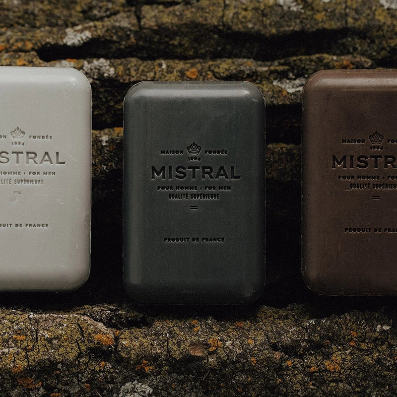 Mistral Teak Wood Bar soap out of the packaging