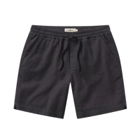 The Normal Brand Texstretch Summer Short Storm flat lay – 98% cotton 2% spandex twill slub weave elastic waist drawcord men's short white background