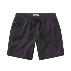 The Normal Brand Texstretch Summer Short Storm flat lay – 98% cotton 2% spandex twill slub weave elastic waist drawcord men's short white background