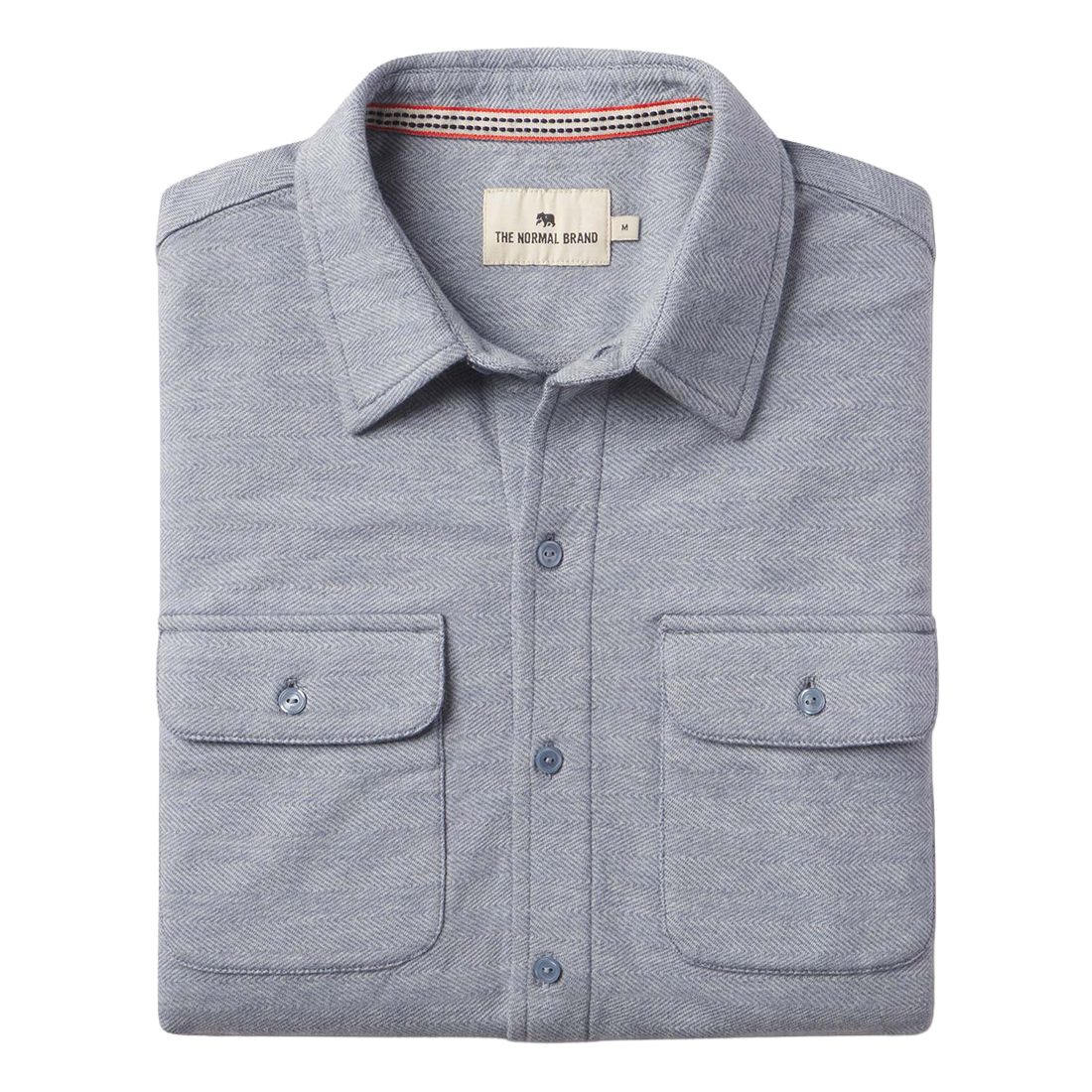 Textured Knit Shirt in Vintage Blue, folded flat lay product photo at The Simple Man