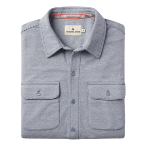 Textured Knit Shirt in Vintage Blue, folded flat lay product photo at The Simple Man