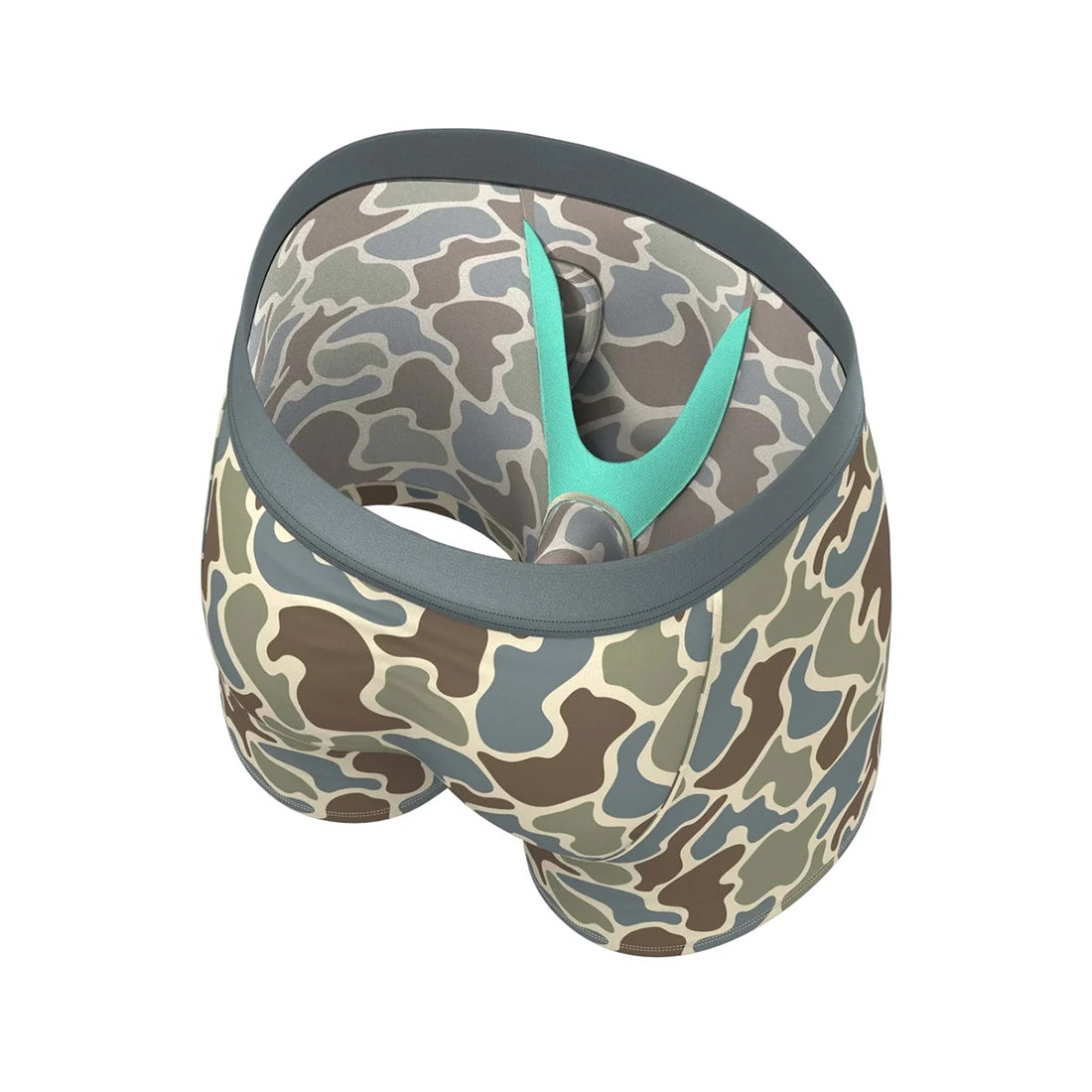 Shinesty The Blender camo Ball Hammock underwear interior view on ghost mannequin showing supportive pouch design