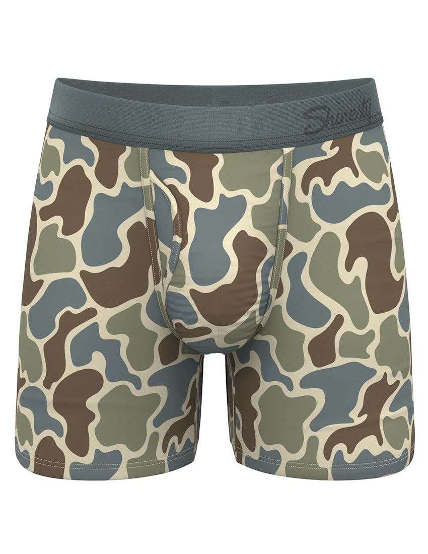 Shinesty The Blender camo Ball Hammock pouch underwear front view on ghost mannequin