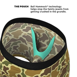 Interior view of Ball Hammock® pouch in duck camo boxer briefs for men