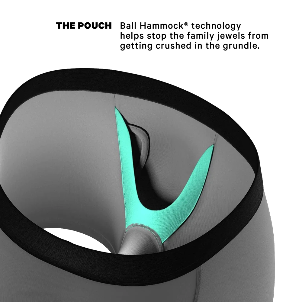Interior close-up of Ball Hammock® pouch with teal support lining and fly opening for men’s underwear – The Simple Man