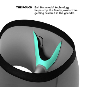 Interior close-up of Ball Hammock® pouch with teal support lining and fly opening for men’s underwear – The Simple Man