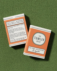 Tumler Deck card game packaging with play cards ask questions message