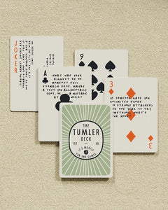Tumler Deck playing cards showing conversation questions and card faces