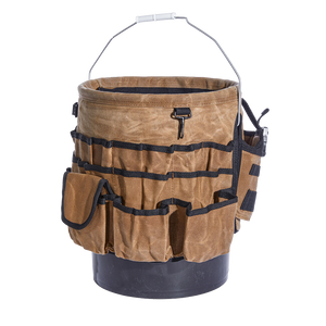 Readywares Waxed Canvas Tool Bucket Organizer, front three-quarter view on white background