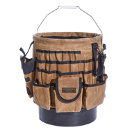 Readywares Waxed Canvas Tool Bucket Organizer, front view showing Readywares Supply Co. branded patch