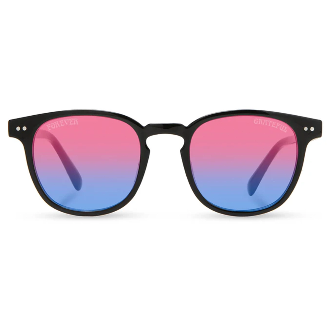 Grateful Dead Stealie Edition sunglasses front view pink and blue polarized lenses Forever Grateful engraving