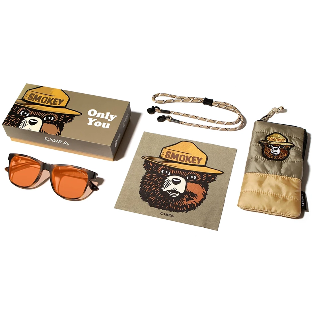CAMP Trail Smokey Bear Edition full package – sunglasses sleeping bag case cleaning cloth paracord retainer – The Simple Man
