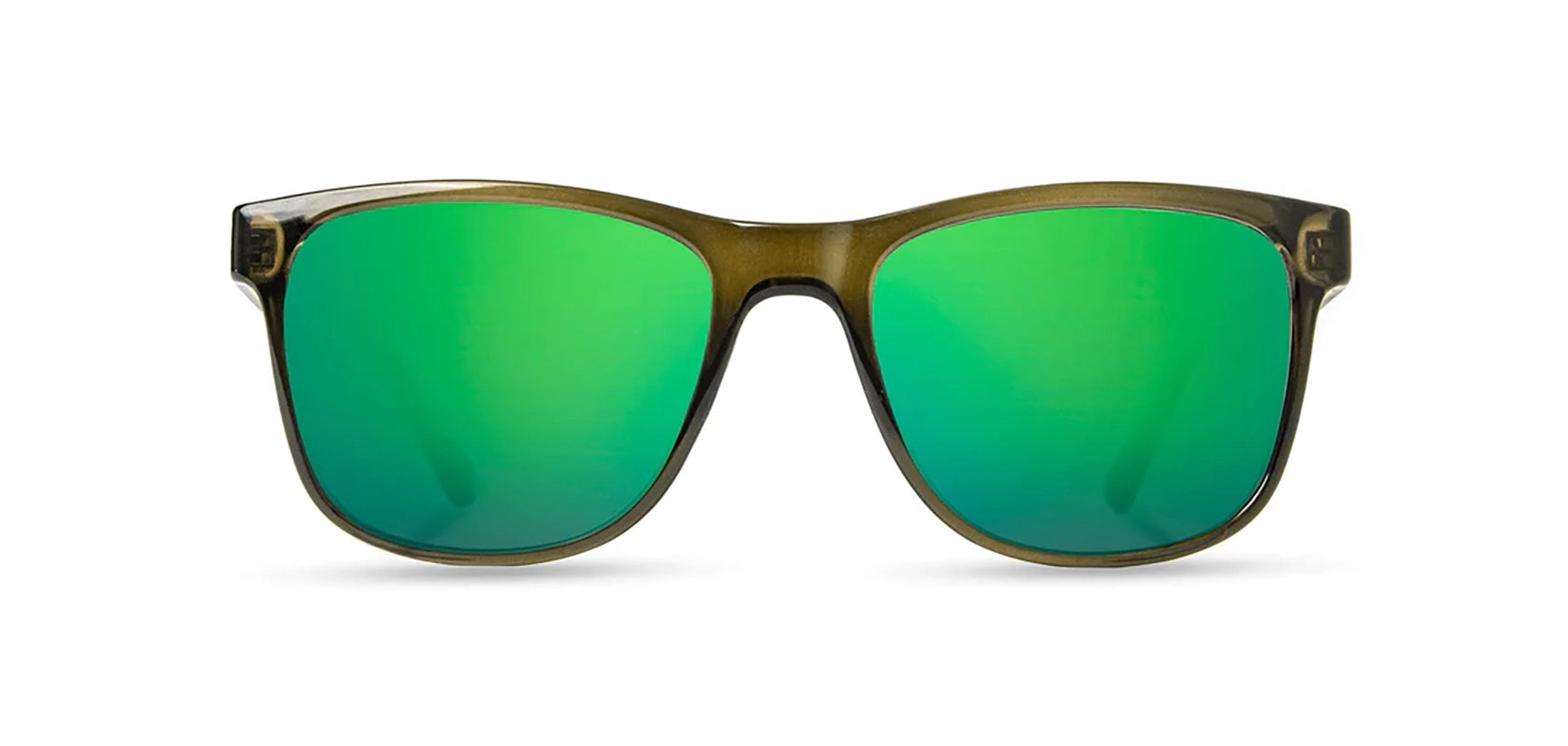 Camp Trail Sunglasses with Moss/Walnut frames and HD+ Green Flash Polarized lenses, front  view