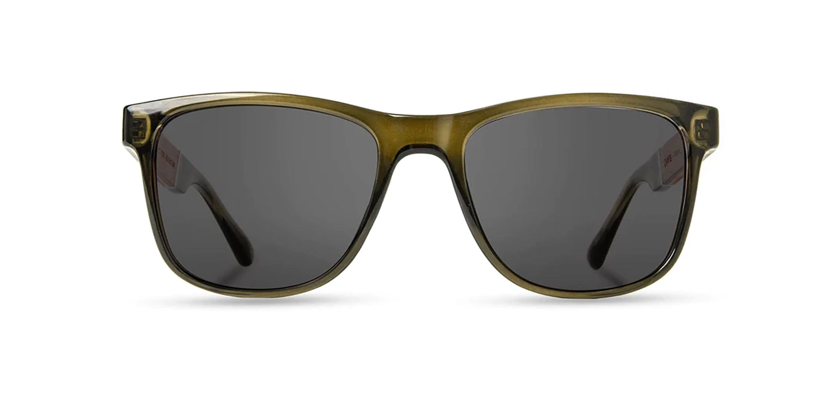 Camp Trail Sunglasses with Moss/Walnut frames and Grey Polarized lenses, front  view