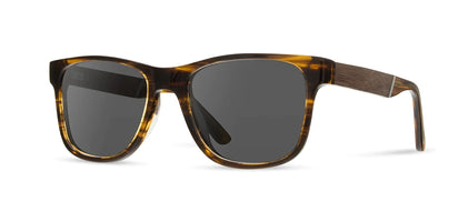 Camp trail Sunglasses with Tortoise/Walnut Frames and Grey Polarized lenses, front angled view