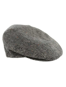 Trinity Tweed Flat Cap - Grey Herringbone
