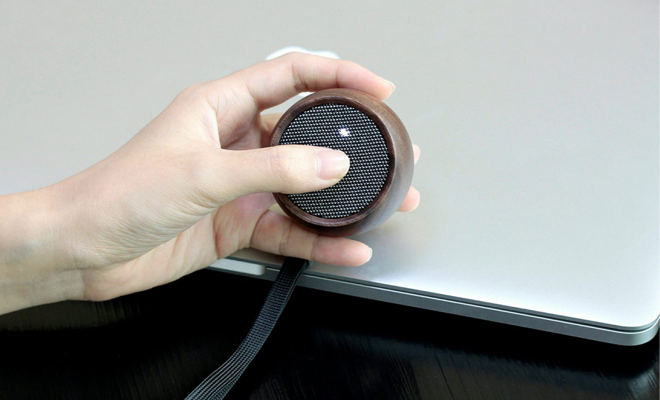 Gingko designs Tumbler speaker shown using the selfie feature