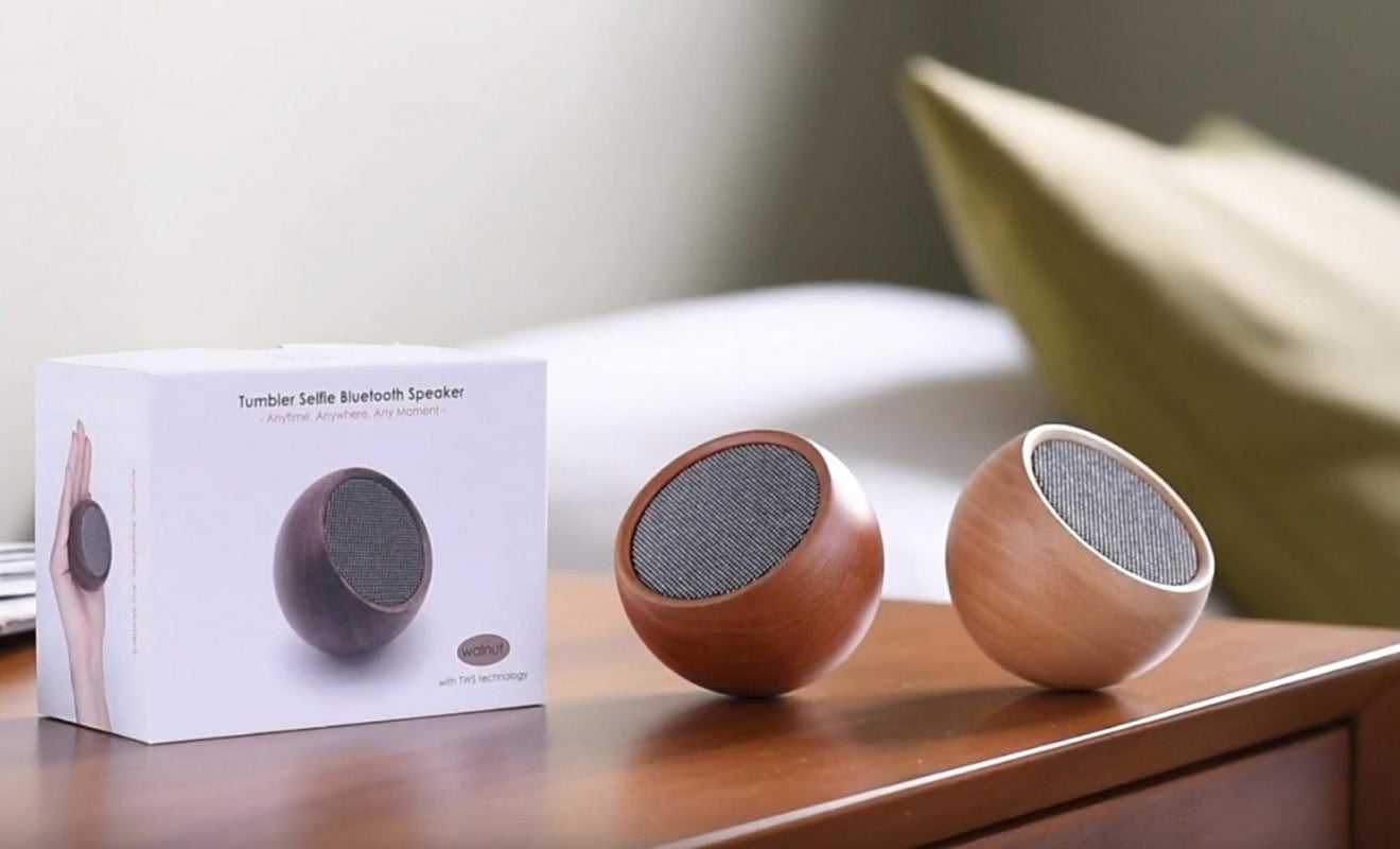 Gingko designs Tumbler speaker shown with packaging