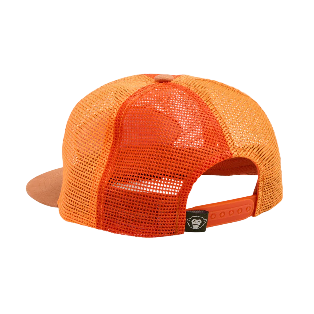 Howler Brothers Feedstore Snapback Multi Orange – back view showing orange mesh panels, snapback closure, and El Mono icon tag