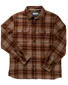 Ace Rivington Utility Flannel shirt in desert Bak color, flat lay view
