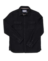Black Houndstooth Flannel Utility Shirt from The Simple Man, laid flat showing double chest pockets.