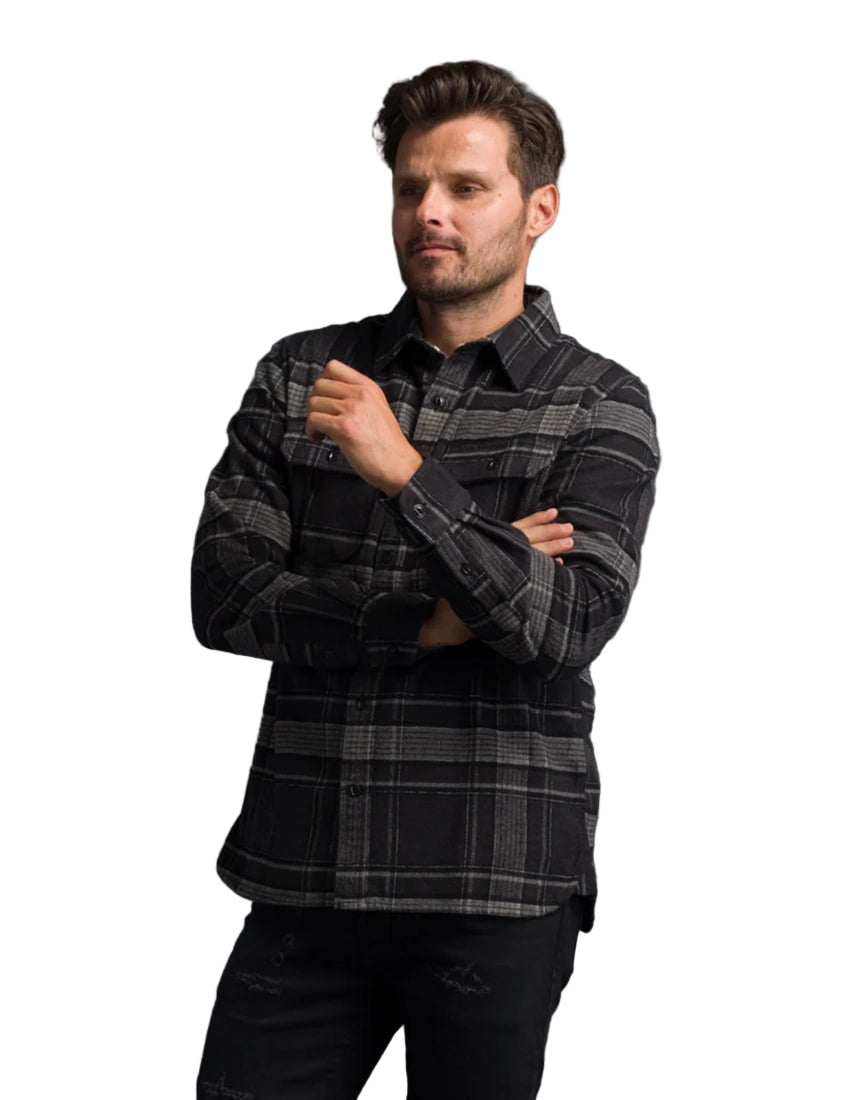 Men’s Winter Flannel Utility Shirt in Stone Window from The Simple Man, layered casual look.