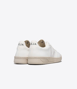 Veja V-10 CWL Vegan Leather Sneaker in all white, Angled Rear view