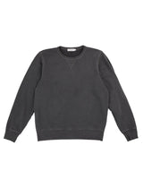 Vintage carbon gray triblend crewneck sweatshirt by The Simple Man – men’s classic crewneck with V-notch neckline, soft terry fabric, laid flat on white background