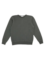 Vintage teal triblend crewneck sweatshirt by The Simple Man – classic men’s crewneck with V-notch neckline, pre-washed terry fabric, laid flat on white background”