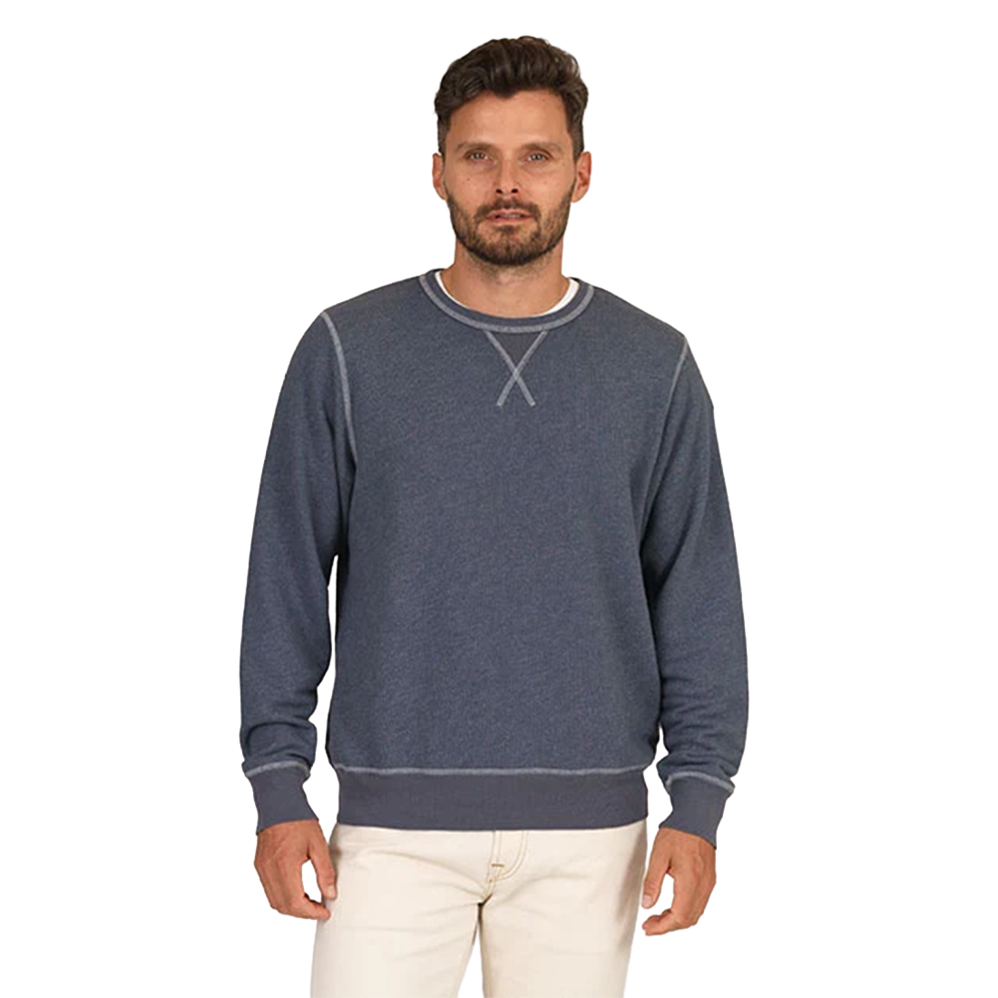 Dolphin heather crewneck sweatshirt, front view - Vintage Tri-blend Crewneck Sweatshirt - The Simple Man