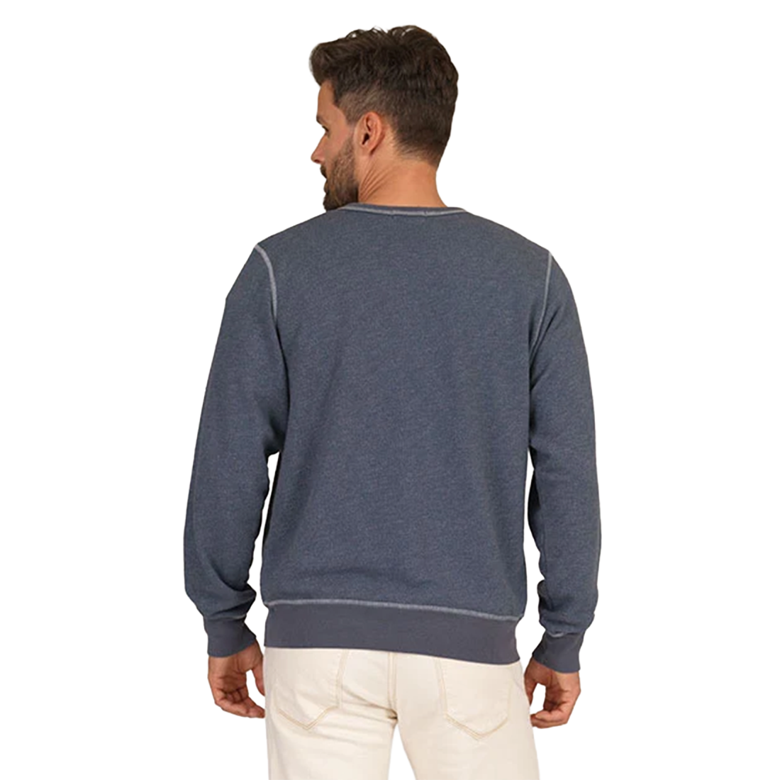 Dolphin heather crewneck sweatshirt, flat lay front view showing contrast stitching detail - Vintage Tri-blend Crewneck Sweatshirt - The Simple Man