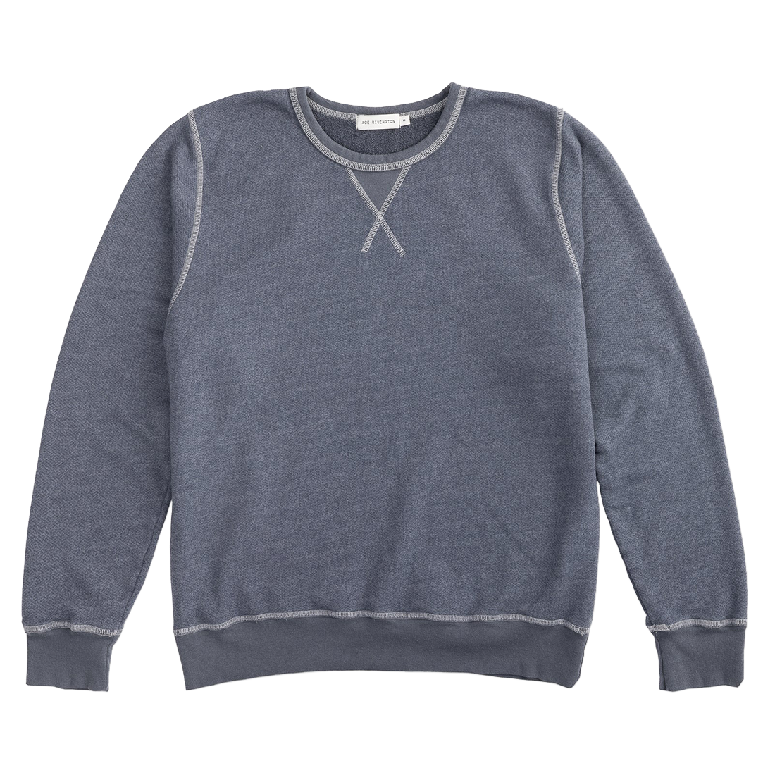 Dolphin heather crewneck sweatshirt, back view showing contrast stitching - Vintage Tri-blend Crewneck Sweatshirt - The Simple Man