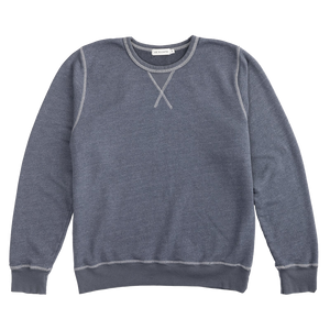 Dolphin heather crewneck sweatshirt, back view showing contrast stitching - Vintage Tri-blend Crewneck Sweatshirt - The Simple Man