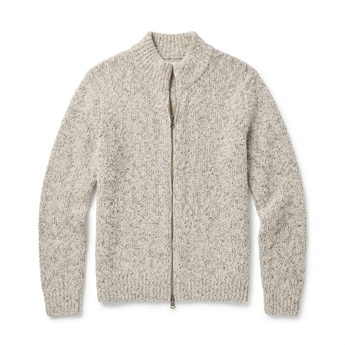 Vintage Boucle Track Jacket in Cream Marled, flat lay product photo at The Simple Man